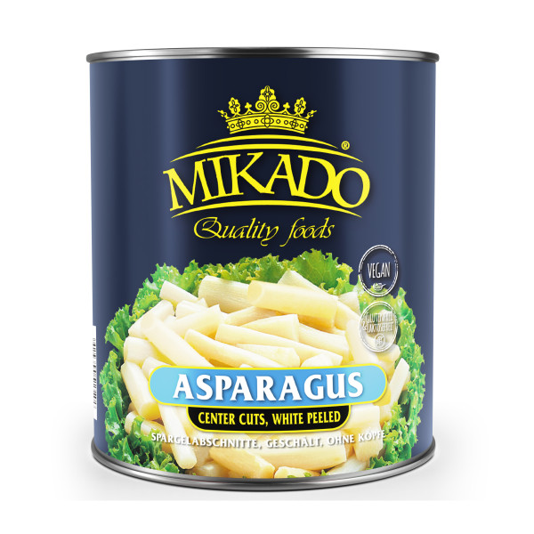 Asparagus, white, peeled, center-cut