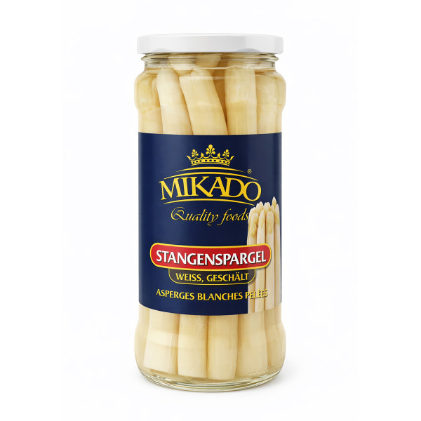 Spargelstangen, geschält, mit weißen Köpfen