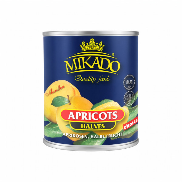 Aprikosen, 1/2 Früchte, geschält, leicht gezuckert